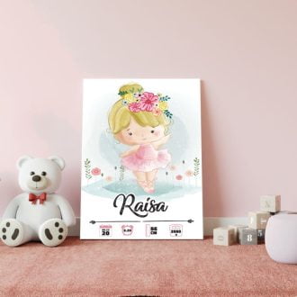 Tablou canvas personalizat cu datele bebelușului Model1